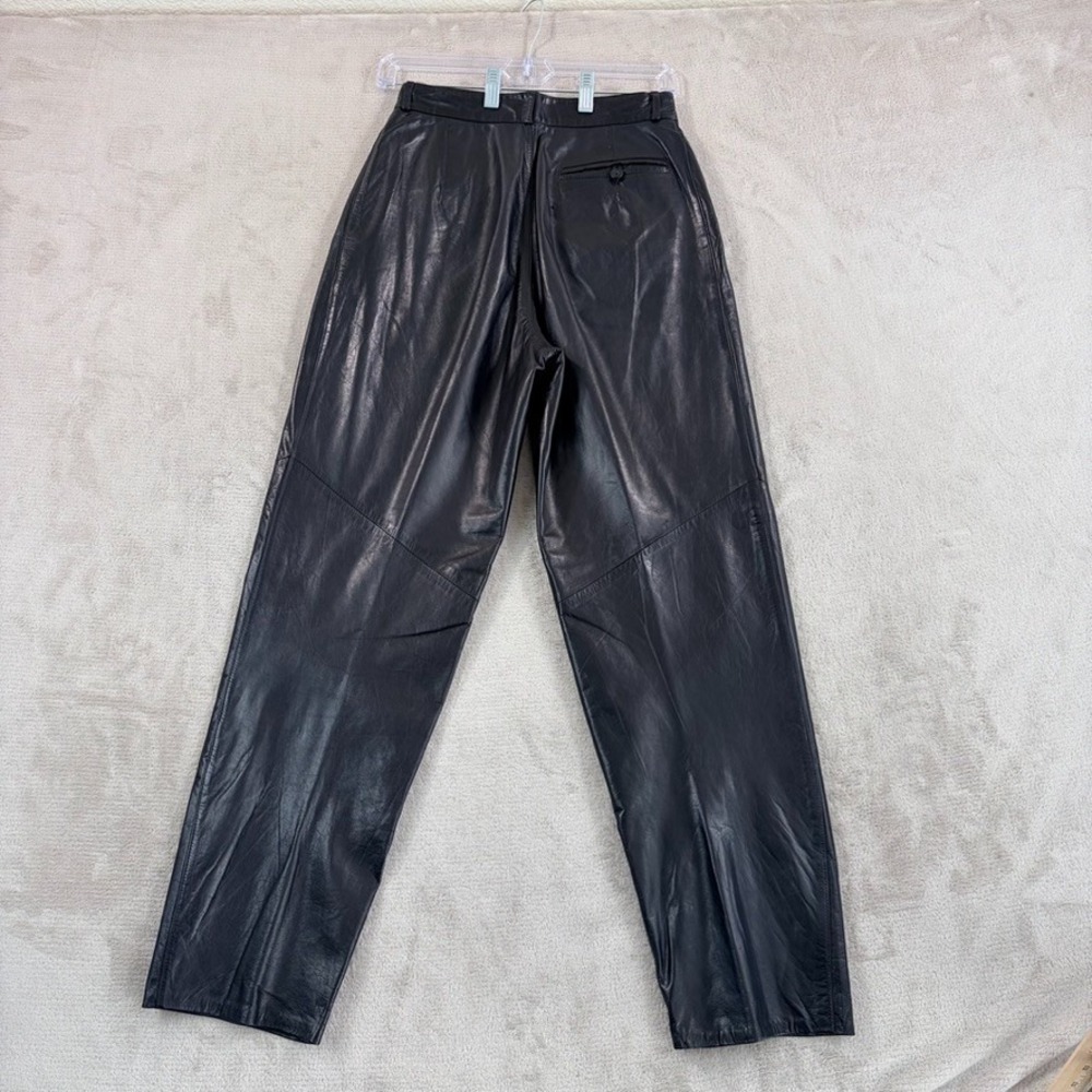 Vintage Wilsons Leather High-Waisted Straight Leg Pleated Pants In Black Women 8